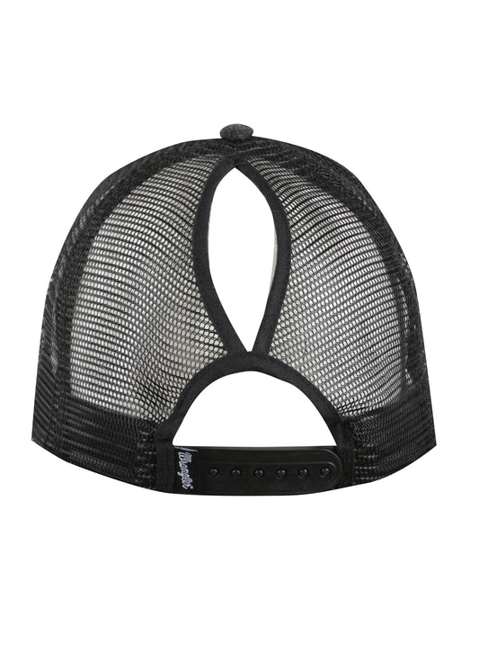 Wrangler Heart High Profile Ponytail Trucker Cap - Charcoal - X2S2921CAP