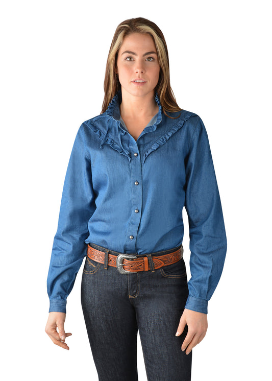 Wrangler USA Ladies Hadley L/S Shirt - Chambray - X3W2139958
