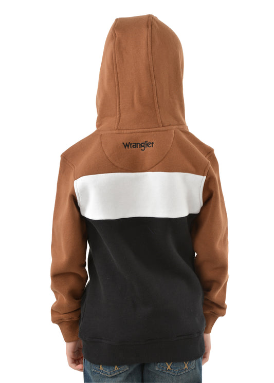 Wrangler Boys Ralph Pullover Hoodie - Dark Tan/Black - On Sale