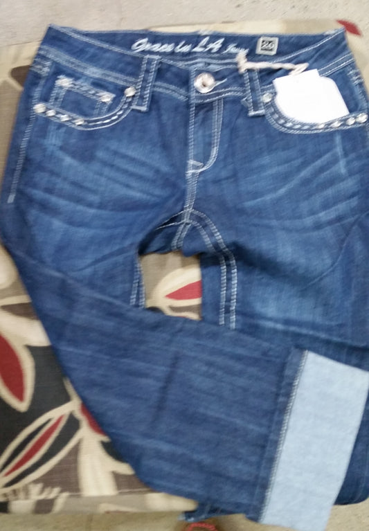 Grace in LA Ladies Denim Capri - JC-8426 - ON SALE