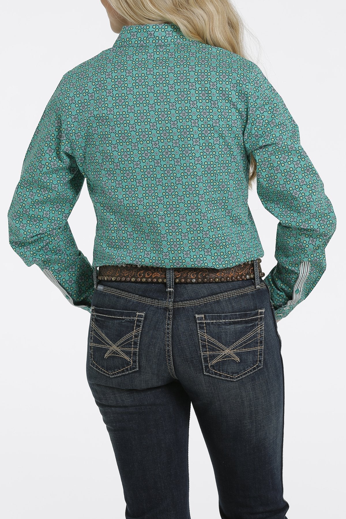 Cinch Ladies Emerald Western Print L/S Shirt - MSW9165020