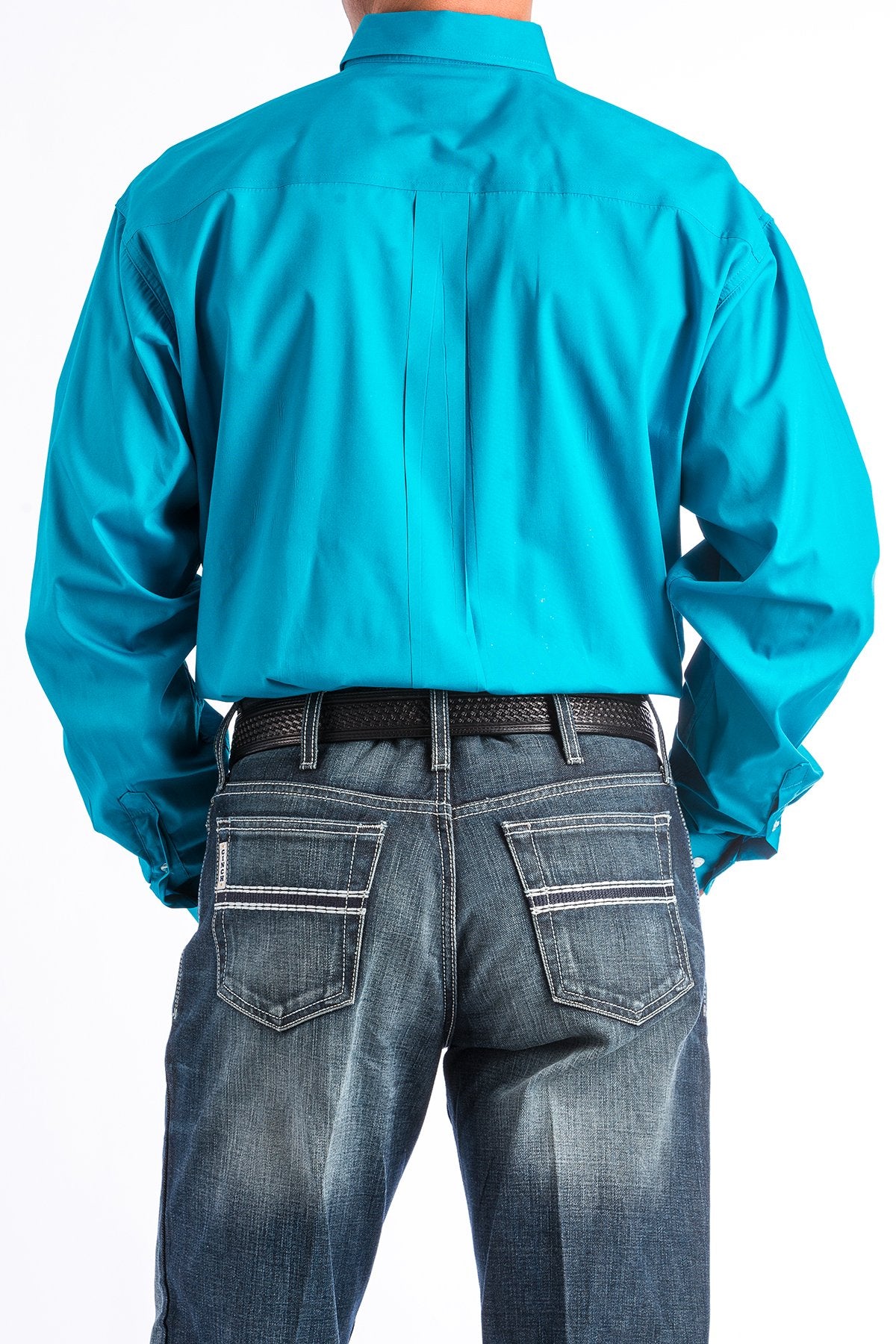Cinch Solid Turquoise L/S Shirt- MTW1103800