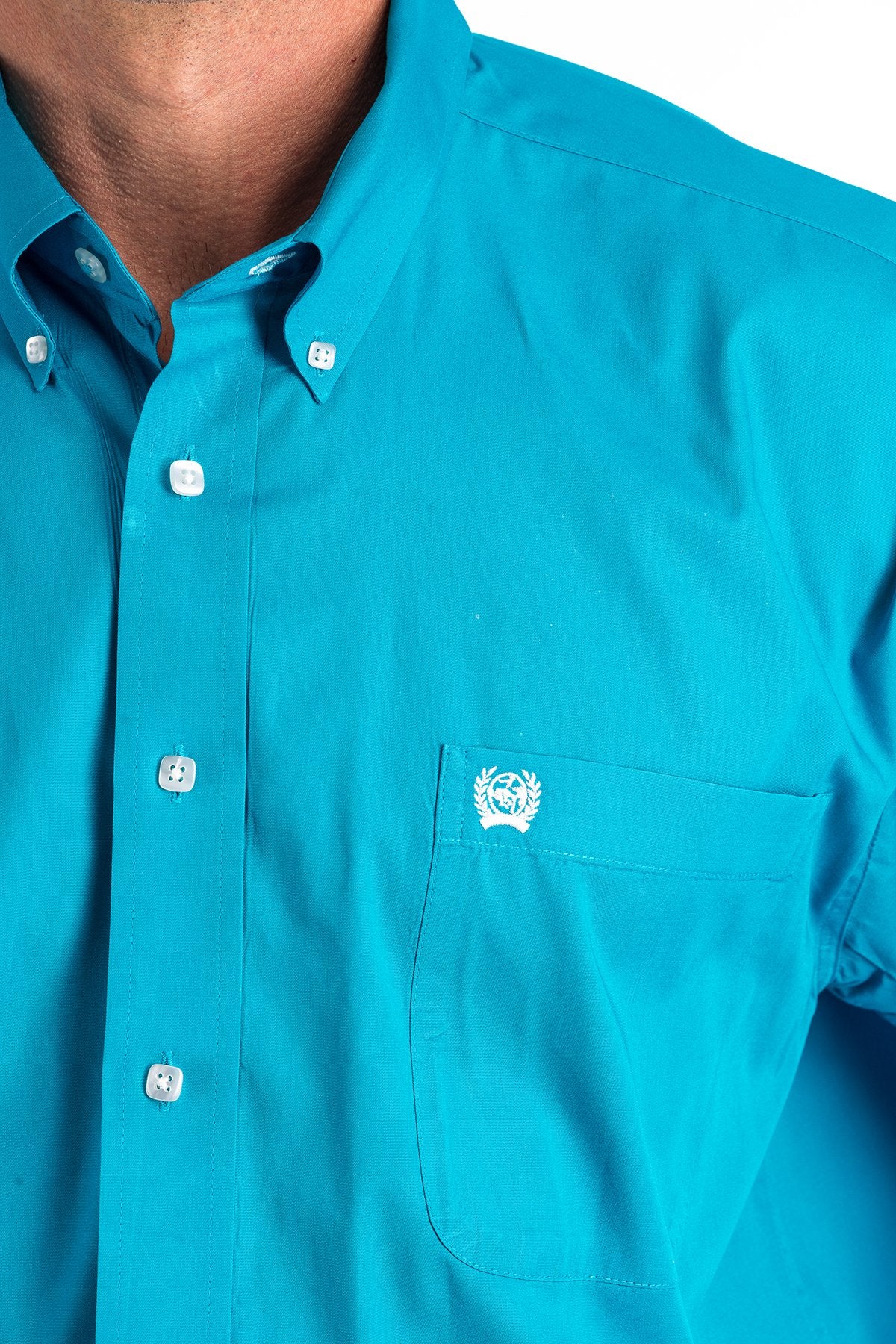 Cinch Solid Turquoise L/S Shirt- MTW1103800