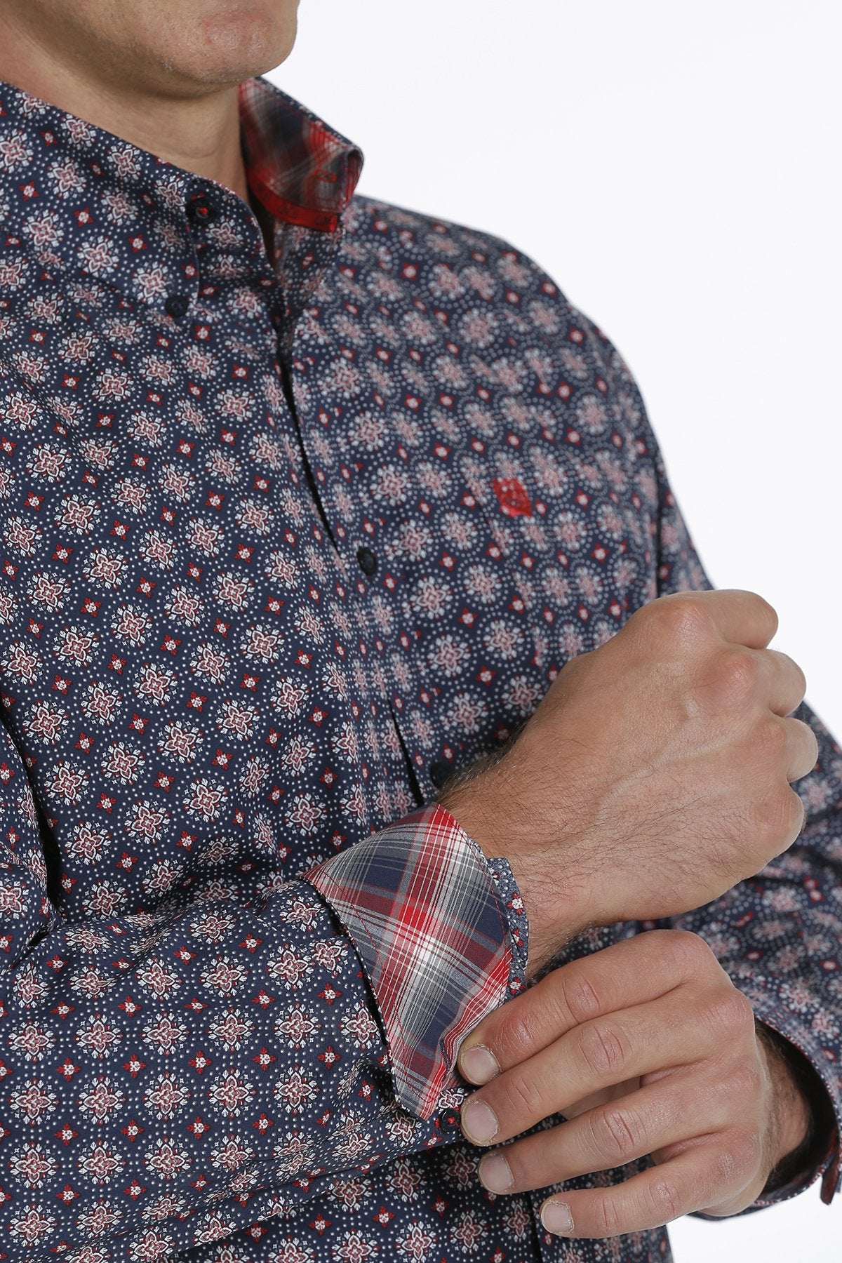 Cinch Mens Medallion Button Down Shirt - Navy