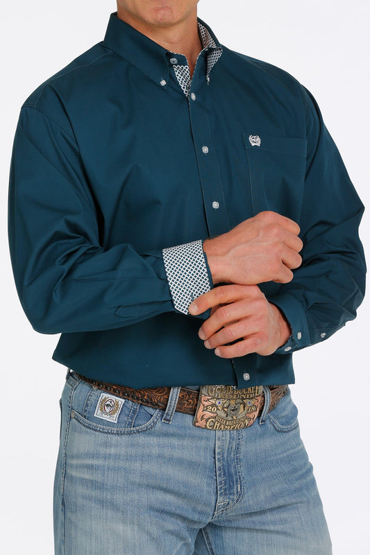 Cinch Mens Solid Teal L/S Shirt - MTW1105384