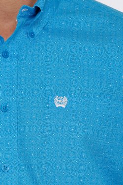 CINCH MEN'S KALEIDOSCOPE PRINT BUTTON-DOWN SHORT SLEEVE WESTERN SHIRT - BLUE / WHITE - MTW1105402- On Sale