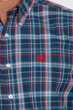 CINCH MEN'S PLAID BUTTON-DOWN WESTERN SHIRT - NAVY / RED / WHITE - MTW1105407 - On Sale