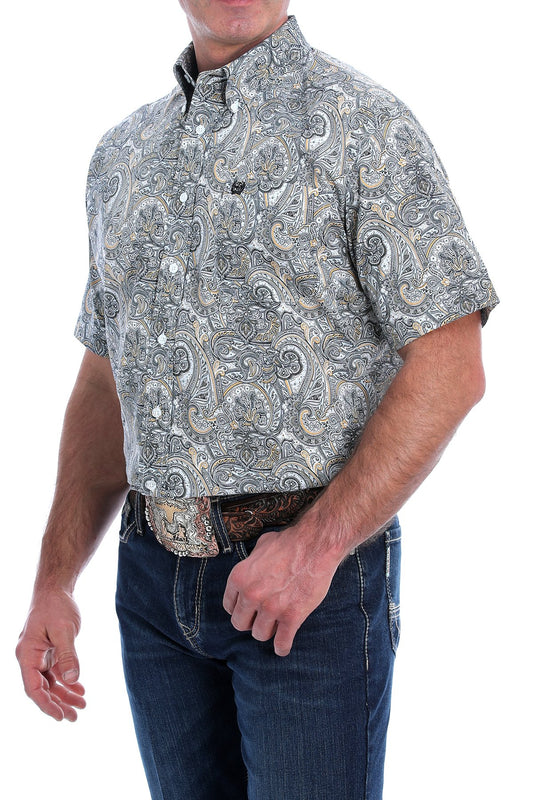Cinch Mens Short Sleeved Shirt - Paisley print
