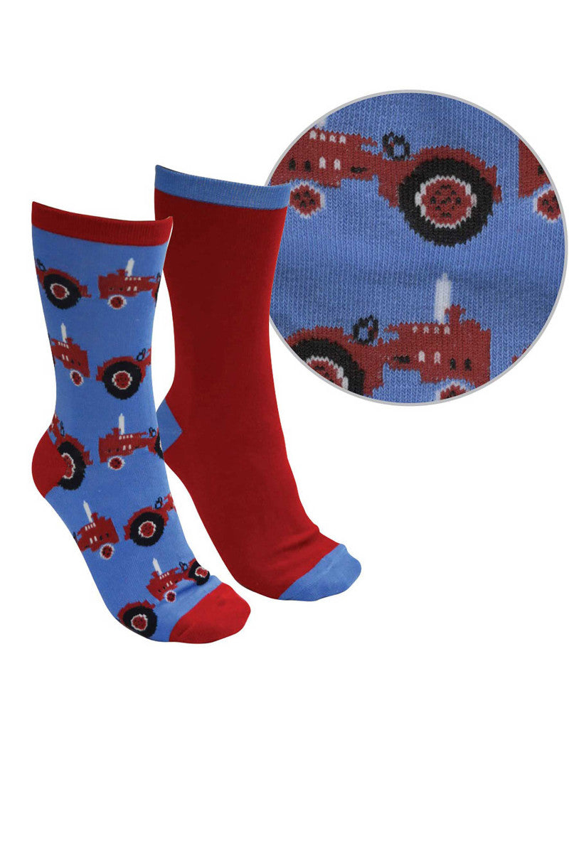 Thomas Cook Kids Farmyard Socks- Twin Pack - Blue/Red - Tractor