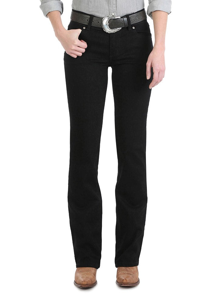 Ladies Wrangler Mid Rise Boot Cut Regular Jean - Black