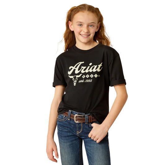 Ariat Girls Established Boot Co S/S Tee - Black - 10052019