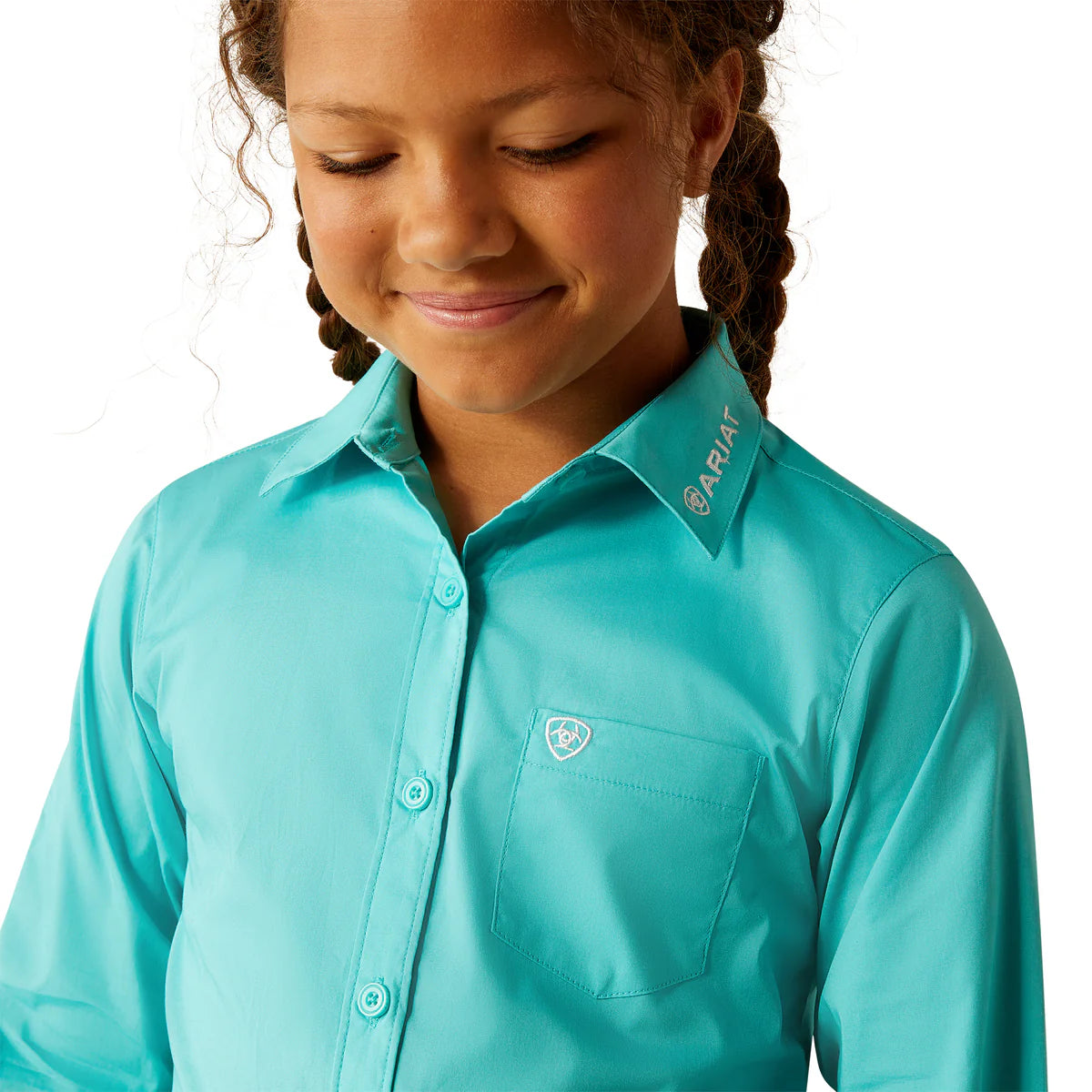 Ariat Kids Team Kirby L/S Shirt - Blue Turquoise - 10054935