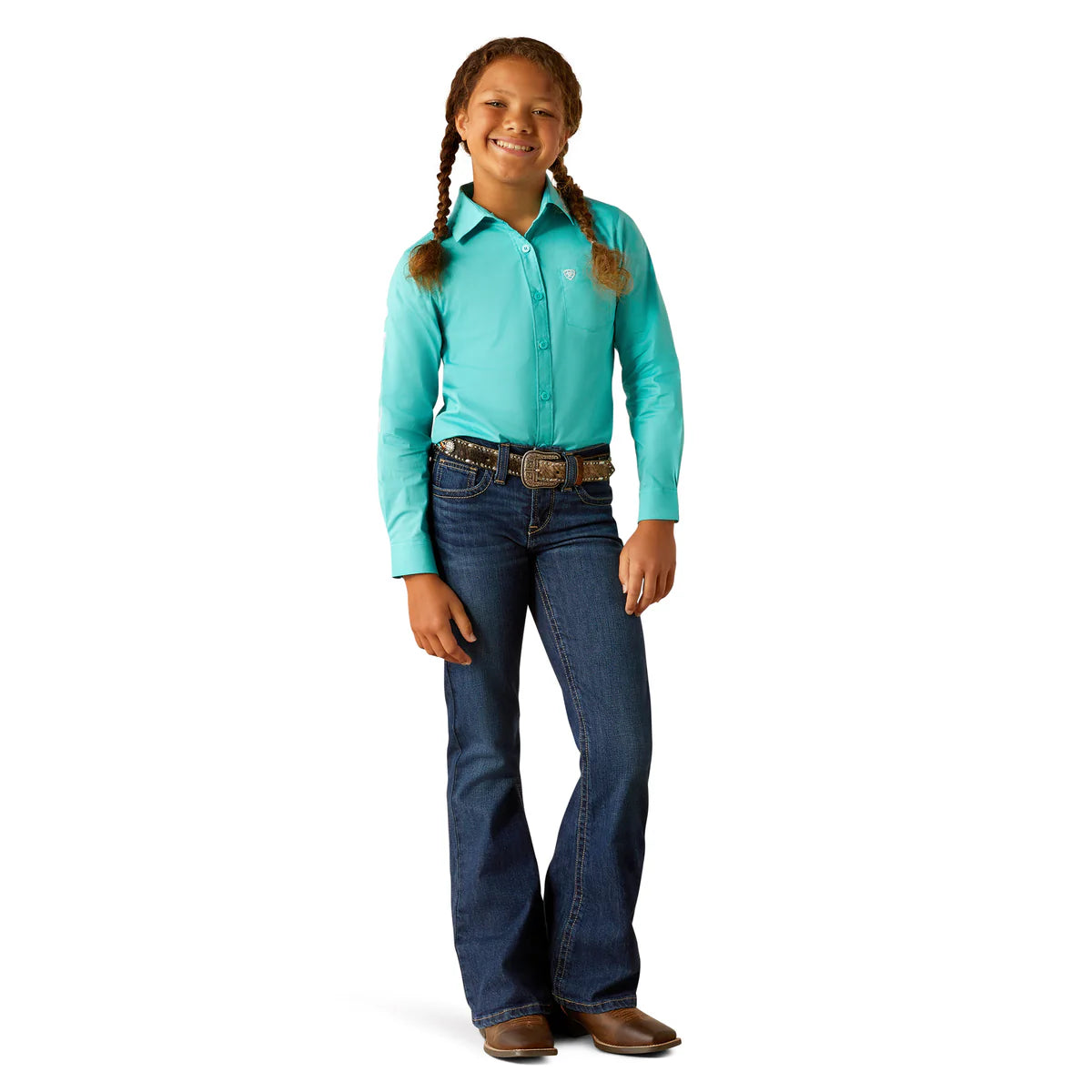 Ariat Kids Team Kirby L/S Shirt - Blue Turquoise - 10054935