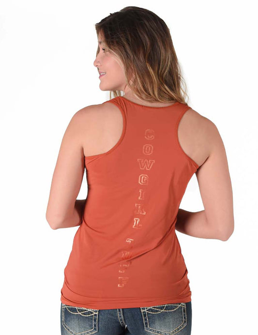 Cowgirl Tuff Ladies Breathe Instant Cooling UPF S/S Racerback Tank - Rust