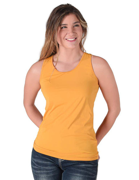 Cowgirl Tuff Ladies Breathe Instant Cooling UPF S/S Racerback Tank - Mustard- 100553