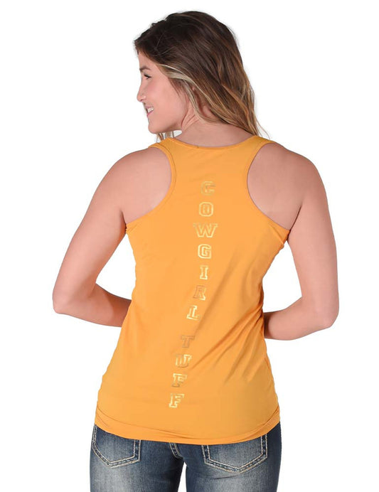 Cowgirl Tuff Ladies Breathe Instant Cooling UPF S/S Racerback Tank - Mustard