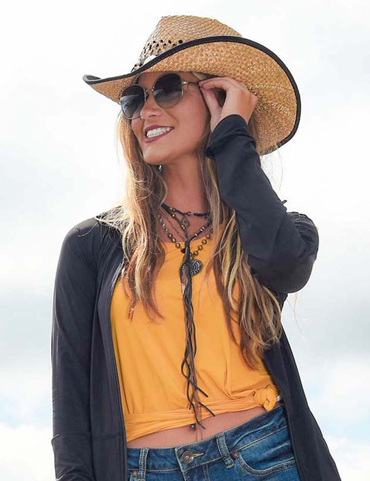 Cowgirl Tuff Ladies Breathe Instant Cooling UPF S/S Racerback Tank - Mustard