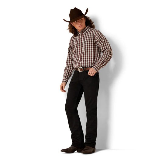 Ariat Mens Wrinkle Free Atlas Fitted L/S Shirt - Brown - 10065777