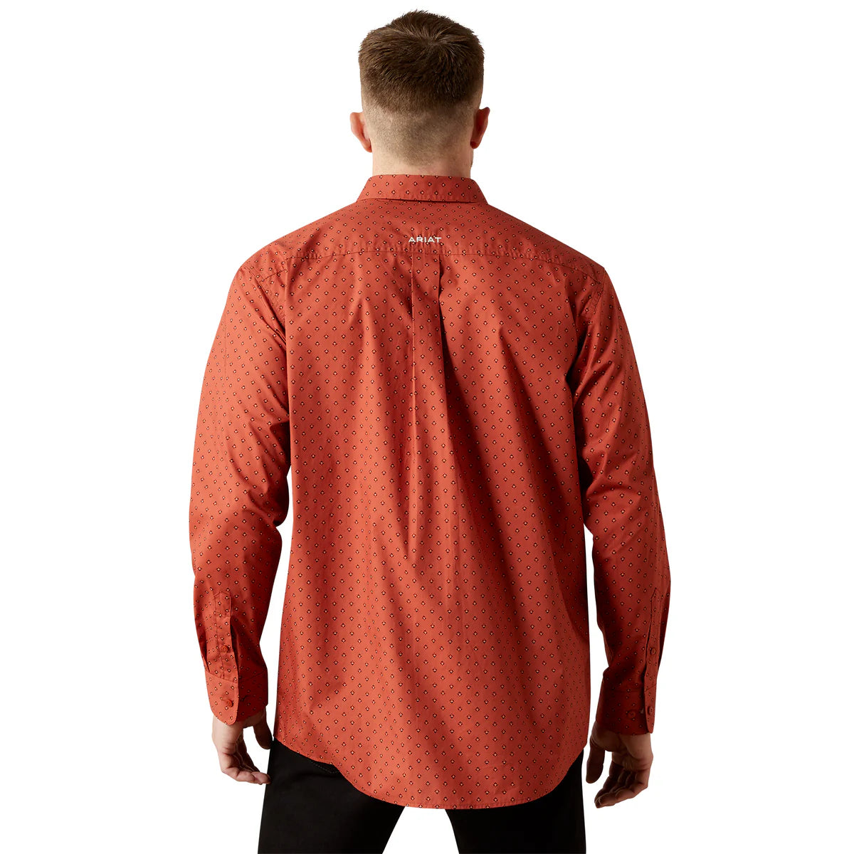 Ariat Mens Team Porter L/S Shirt - 10065813 - Brick Red/Beige