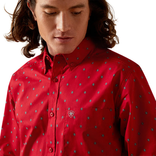 Ariat Mens Truett Fitted L/S Shirt - Red - 10065847