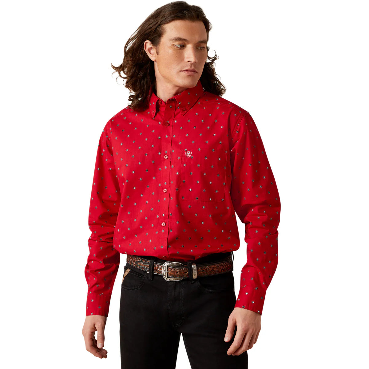 Ariat Mens Truett Fitted L/S Shirt - Red - 10065847