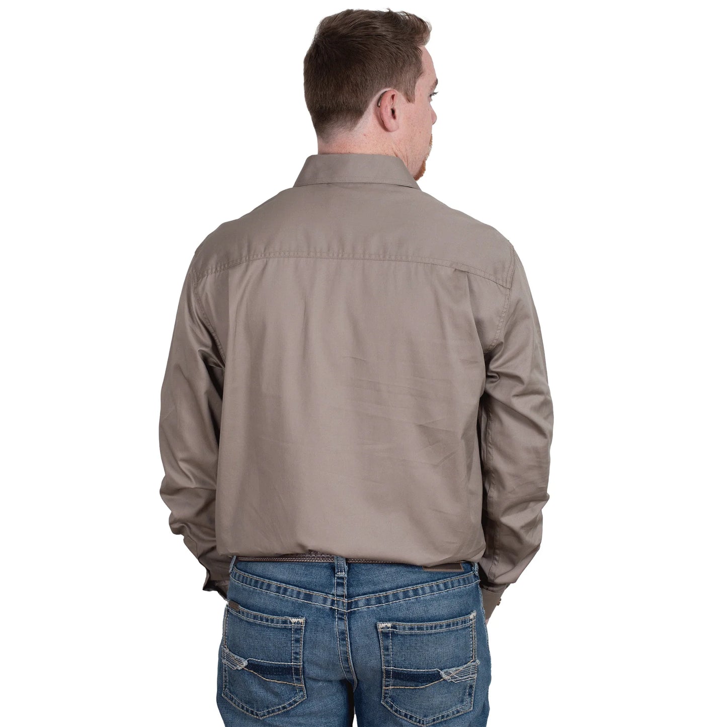 Just Country Mens 1/2 Button L/S Shirt - Brown - 10101BWN