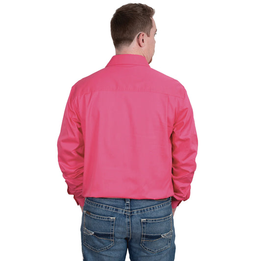 Just Country Mens 1/2 Button L/S Shirt - Hot Pink - 10101HPK