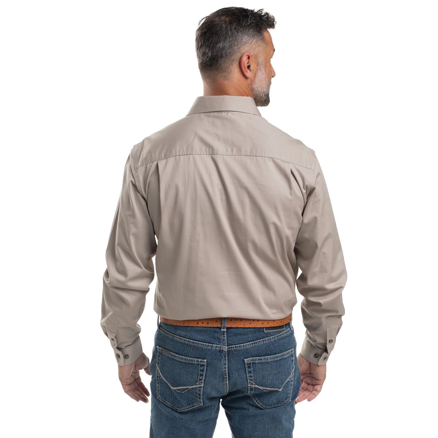 Just Country Mens 1/2 Button L/S Shirt - Stone - 10101STN