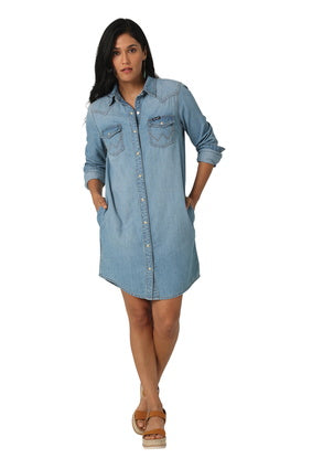 Wrangler Ladies Denim Shirt Dress - 112332240 - On Sale
