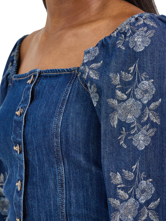 Wrangler Ladies Americana Denim L/S Blouse - 112368280