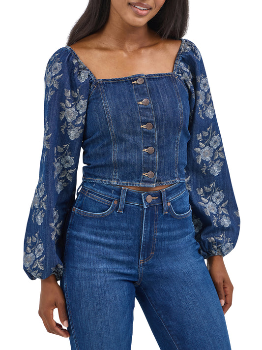Wrangler Ladies Americana Denim L/S Blouse - 112368280