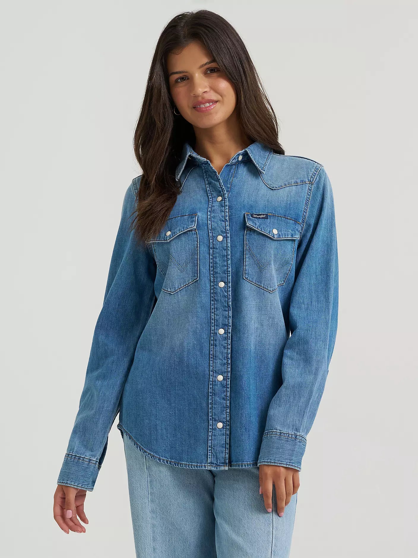 Wrangler Ladies Western Denim L/S Shirt - 112373748