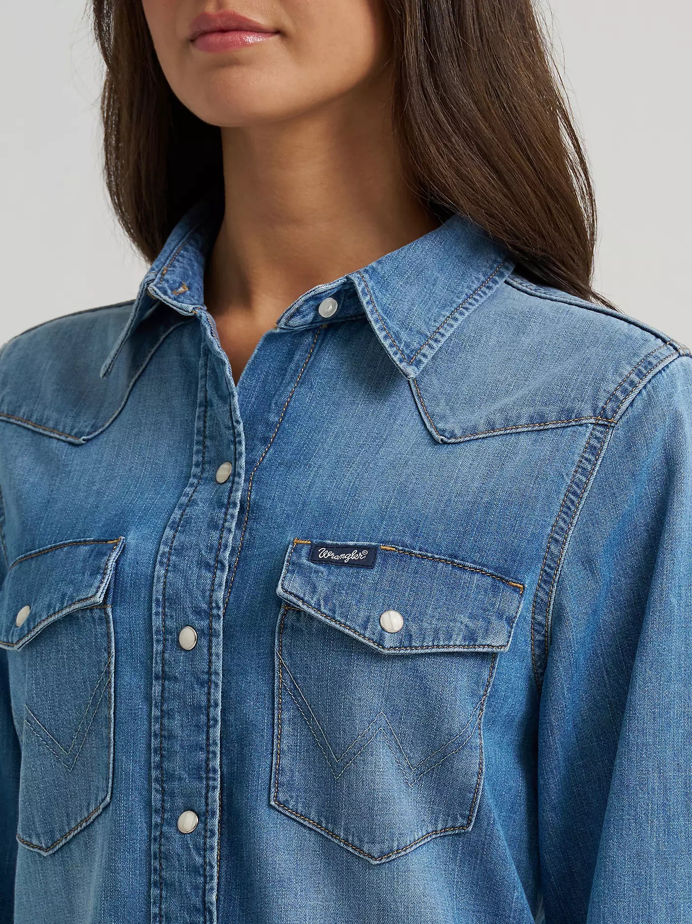Wrangler Ladies Western Denim L/S Shirt - 112373748