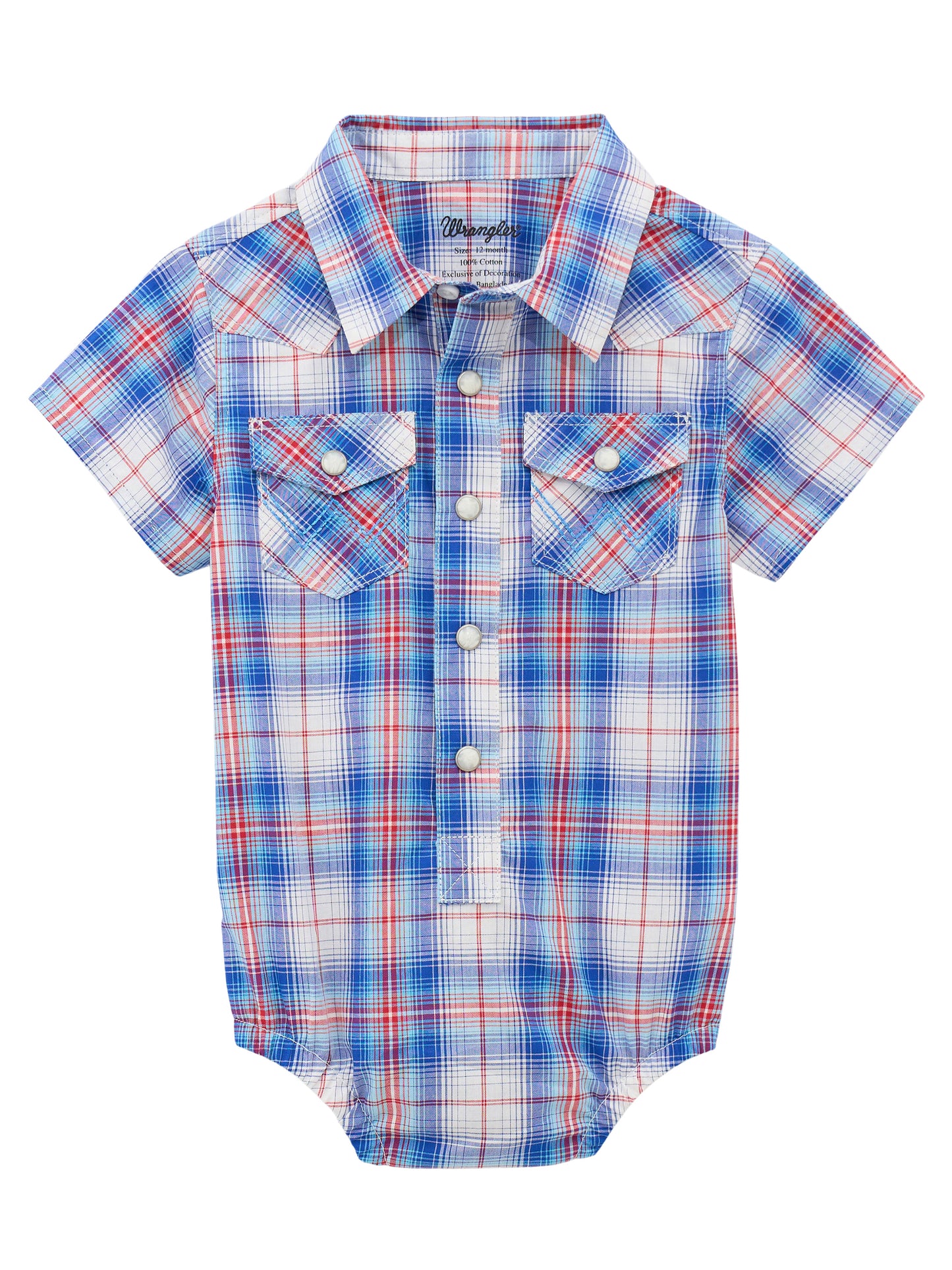 Wrangler USA Baby Boys Check S/S Bodysuit - 112378814