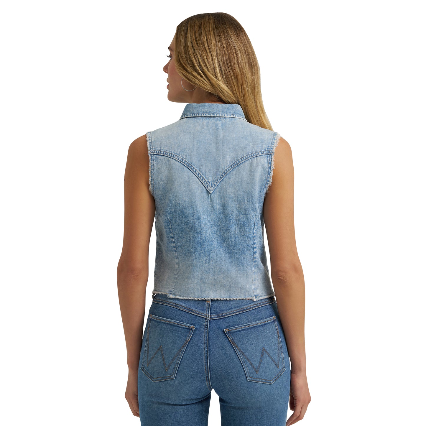 Wrangler Ladies Sleeveless Denim Snap Shirt - 112379492