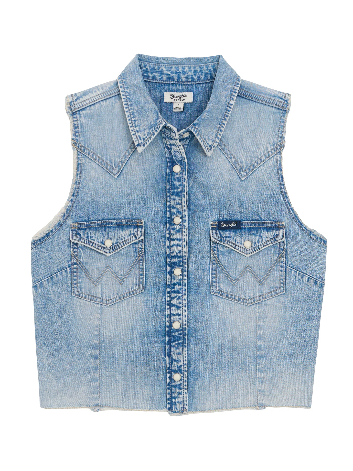 Wrangler Ladies Sleeveless Denim Snap Shirt - 112379492