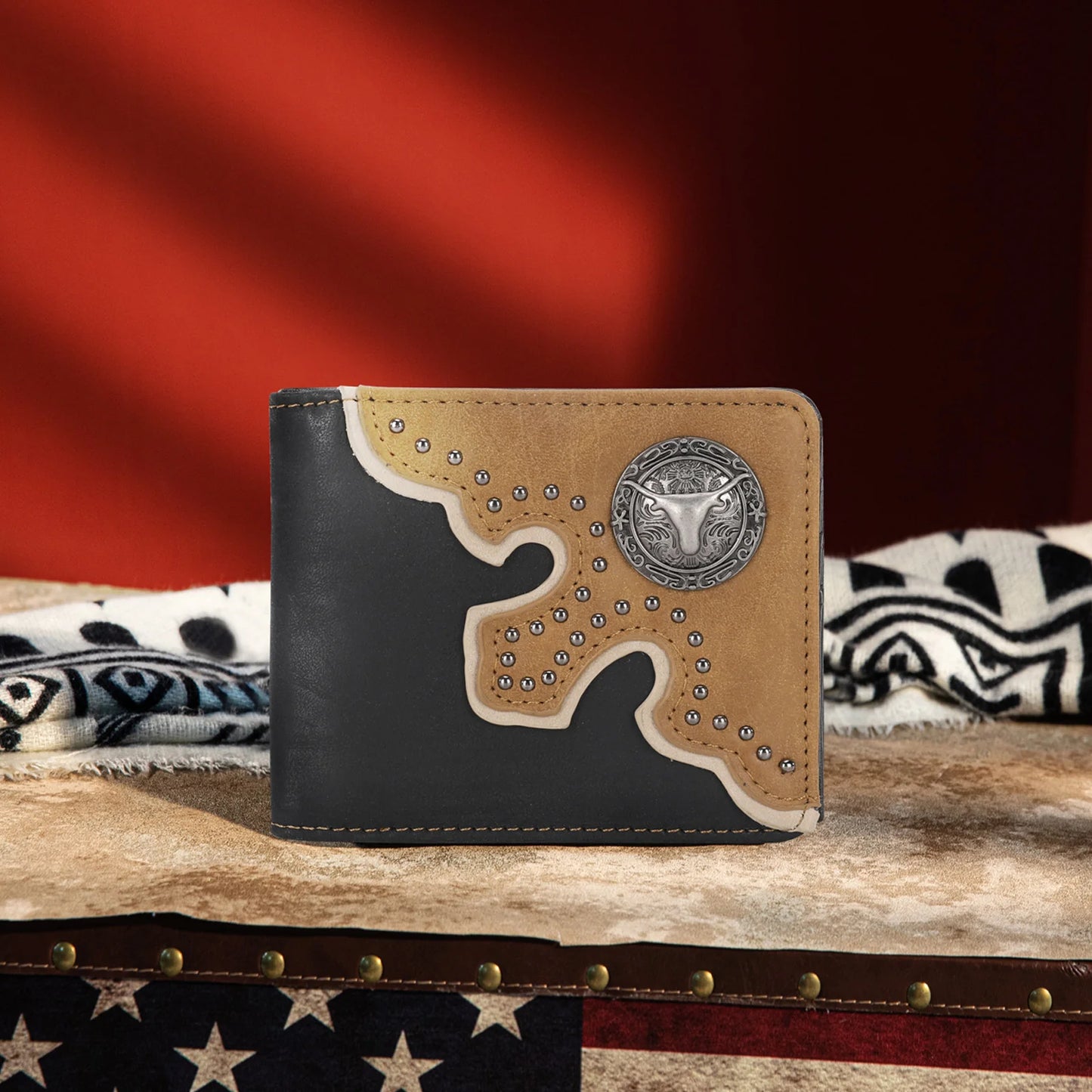 Montana West Mens Longhorn Concho Bi-Fold Wallet - MW605