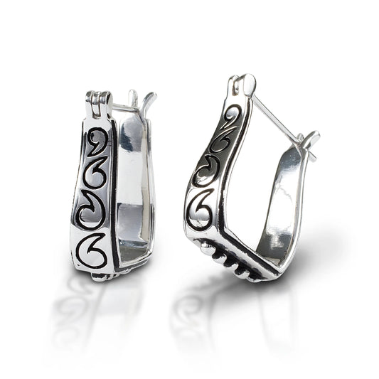 Kelly Herd Earrings Engraved Stirrup - Sterling Silver - KH12P00000