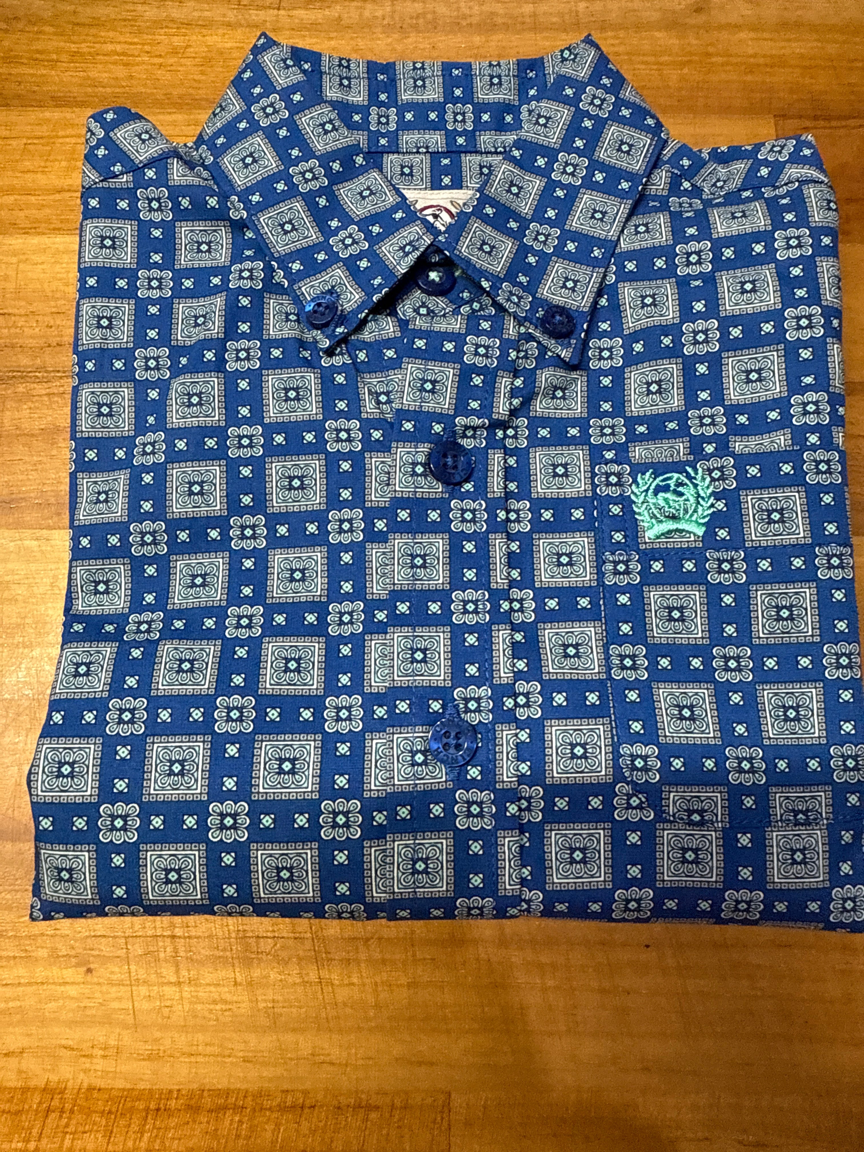 Men's Cinch Geometric Print Button-Down Western Shirt-Royal Blue main image 1