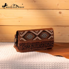 Montana West Tooled Embroidered Wallet - Brown
