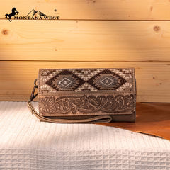 Montana West Tooled Embroidered Wallet - Khaki