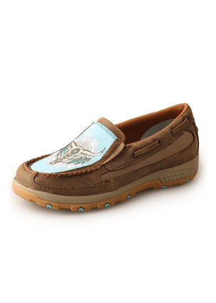 Twisted X Feather Skull Cell Stretch Mocs Slip On - ON SALE