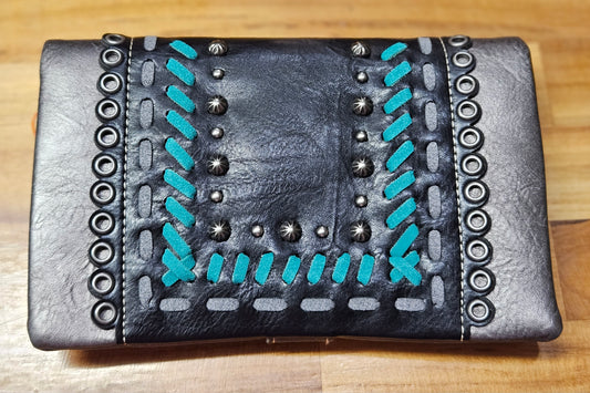 American Bling Crossbody Wallet/Clutch - Silver/Black/Turquoise