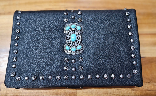 American Bling Crossbody Wallet/Clutch - Black/Turquoise