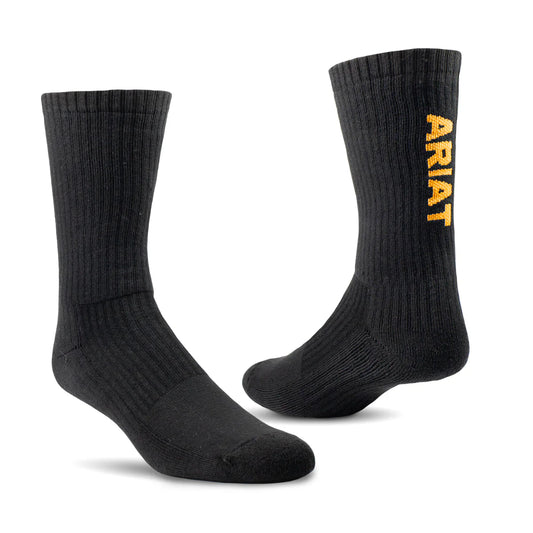 Ariat Mens Premium Cotton Crew Socks - Pk 3 - 2239-002