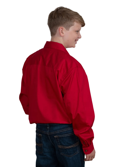 Just Country Boys Lachlan 1/2 button Work Shirt - Chilli - 30303CHI