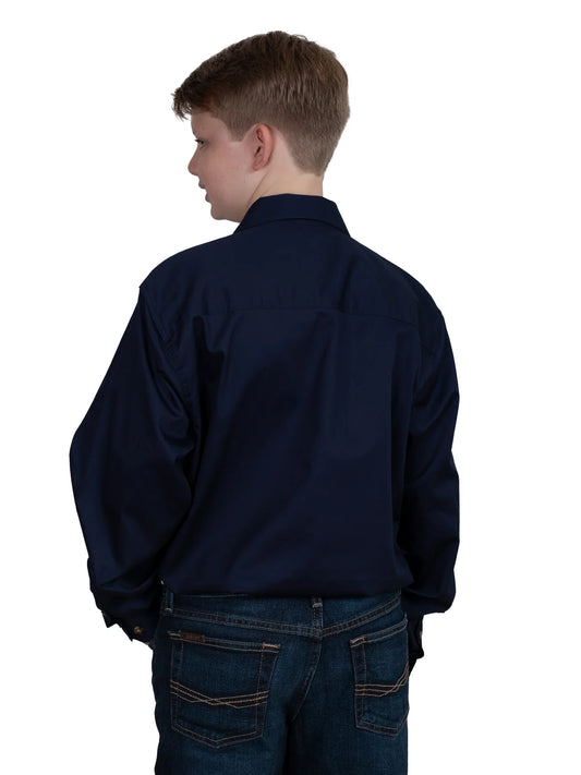 Just Country Boys Lachlan 1/2 button Work Shirt - Navy - 30303NVY