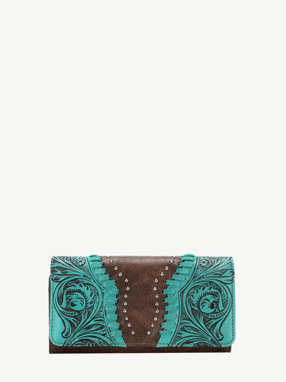 Trinity Ranch Floral Tooled Leather Wallet - Coffee - TR147W002CF