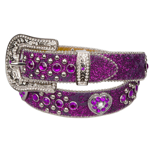 Brigalow Girls Purple Sparkling with Heart Concho Belt - 402
