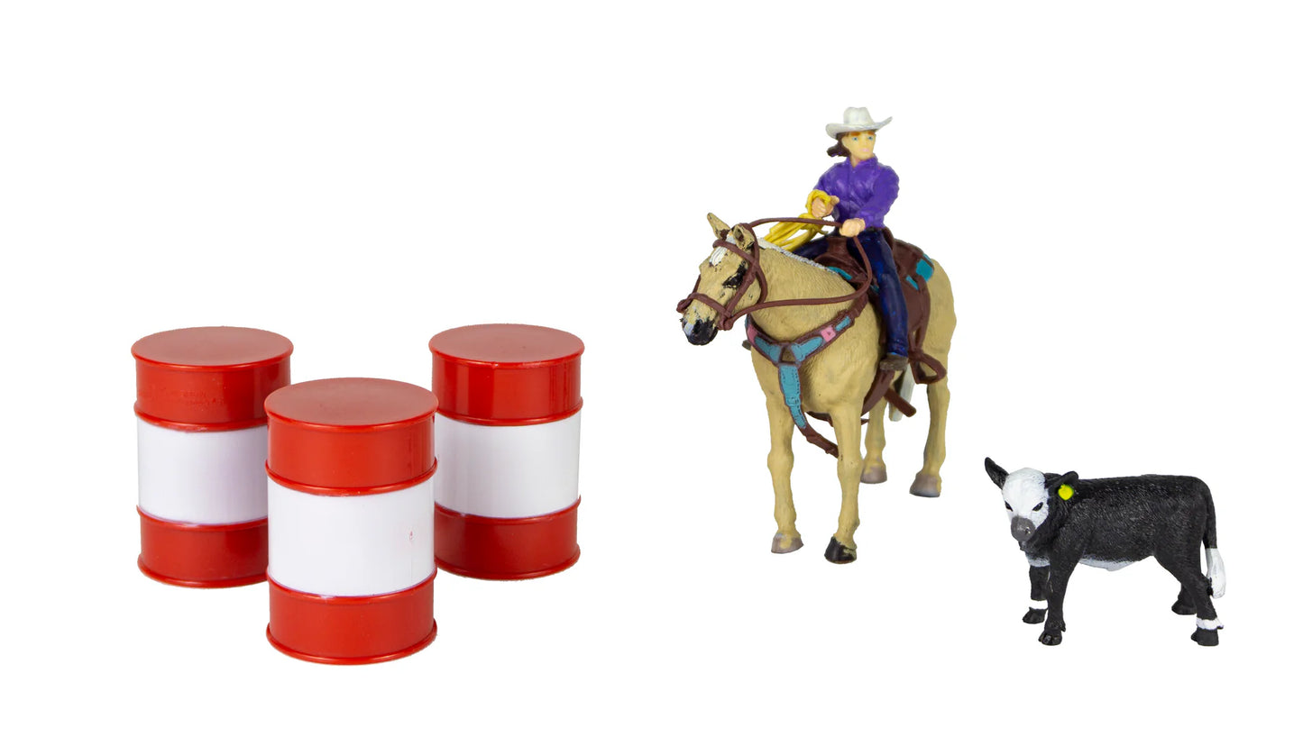 Big Country Toys - All Round Cowgirl with Barrels and Calf - 411